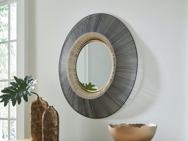 Dallmen black and gold metal sunburst accent mirror front view