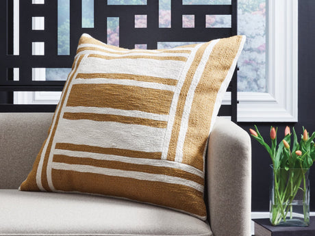 Darrman ochre and ivory throw pillow front view