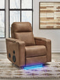 Lorrenton caramel faux leather power glider recliner front view