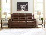 Knightington Brown Leather Power Reclining Sofa front view