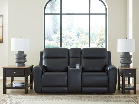 5Z-Comfort Onyx Power Reclining Loveseat with Console front view