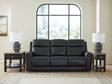 5Z-Comfort Onyx Power Reclining Sofa front angle with drop-down table open