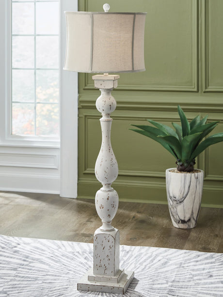 Madsbrook Antique White Floor Lamp front view