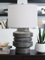 Wahida Distressed Black Table Lamp front view