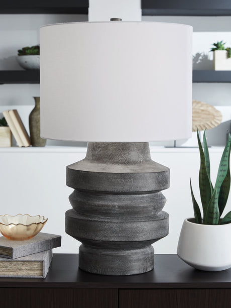Wahida Distressed Black Table Lamp front view