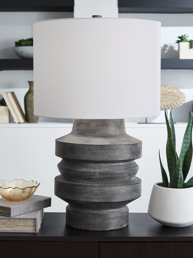 Wahida Distressed Black Table Lamp front view