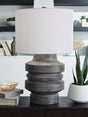 Wahida Distressed Black Table Lamp front view
