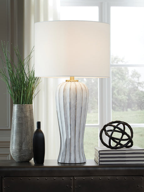 Lanwell Antique Gray Table Lamp front view