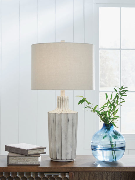 Imre Distressed Brown Table Lamp front view
