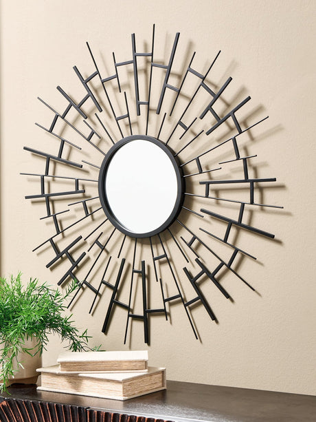 Garrenworth black metal frame accent mirror front view