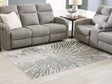 Verland gray and white washable 5x7 area rug laid flat