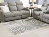 Verland gray and white washable 5x7 area rug laid flat