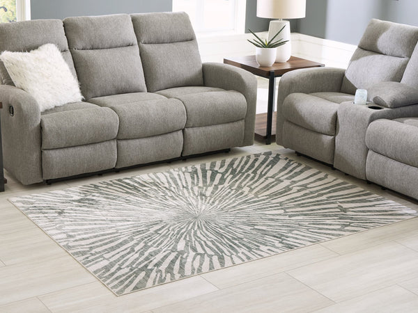 Verland gray and white washable 5x7 area rug laid flat