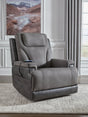 Front view of Ashley 4Z-Peaceful Pause slate microfiber power lift recliner