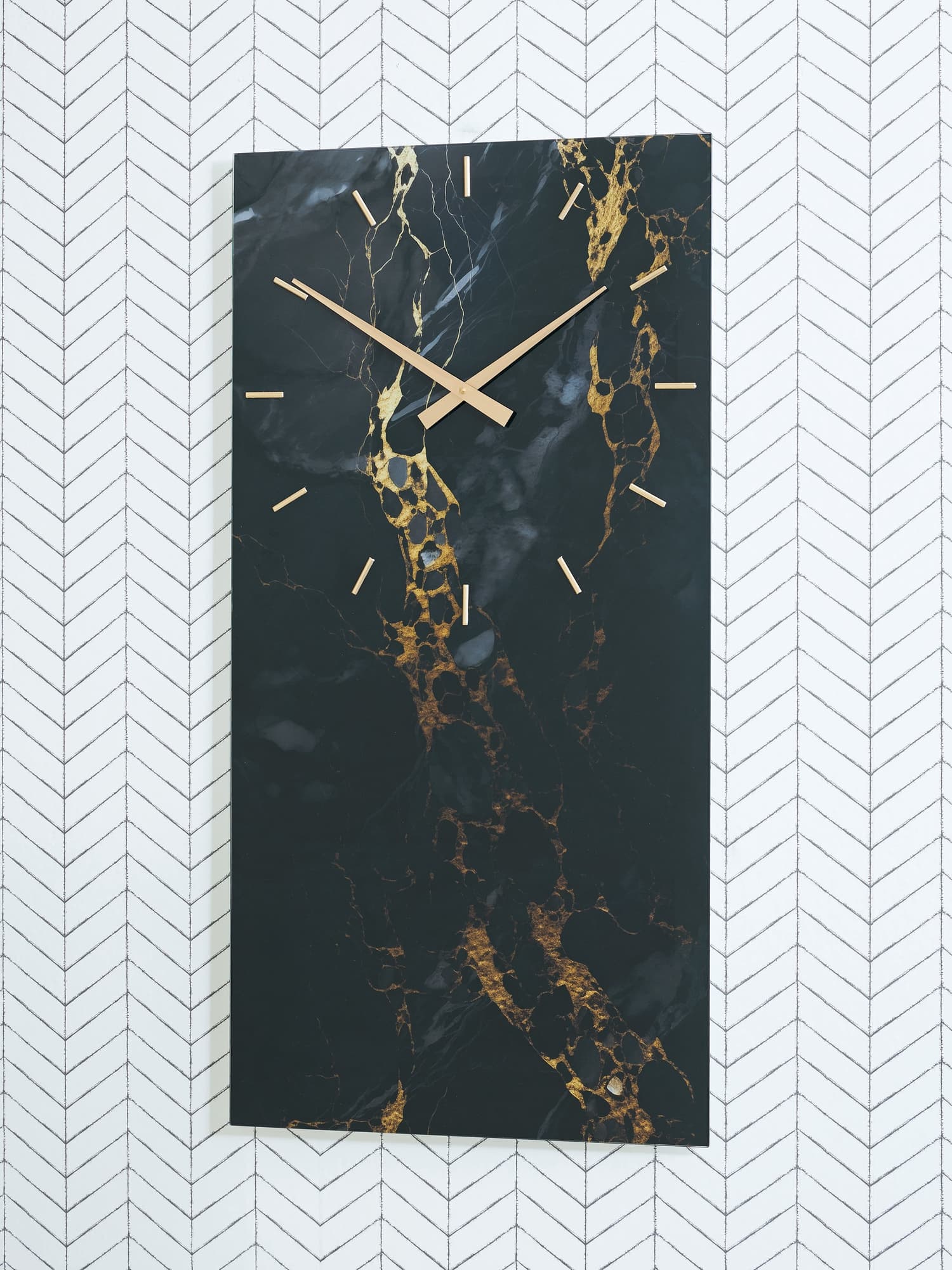 Teague wall clock black and gold finish front view