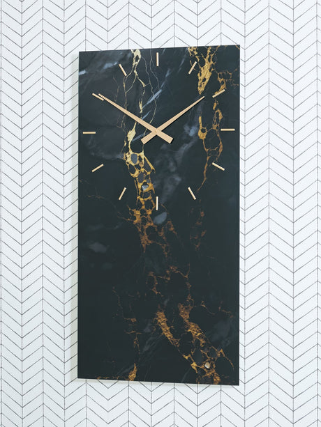 Teague wall clock black and gold finish front view