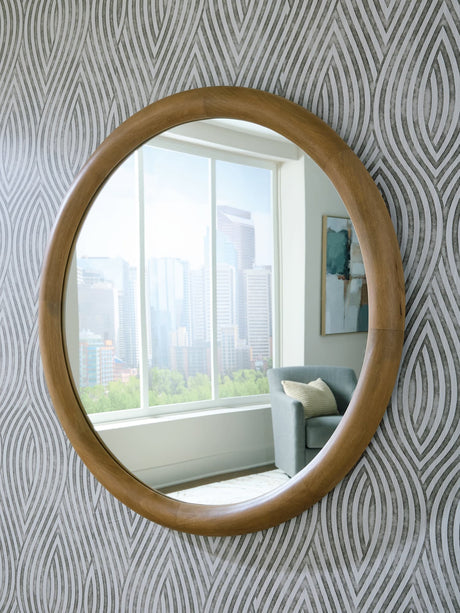 Yadiel Brown Accent Mirror front view with wood frame