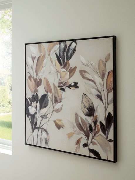 Trulow wall art floral tan brown black front view