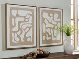 Waldett beige and white abstract wall art set of two framed canvases