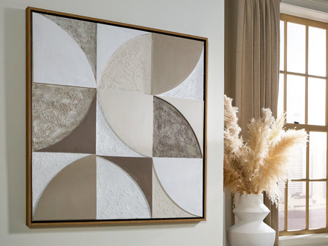 Harelman wall art front view showing tan, taupe, and white geometric pattern