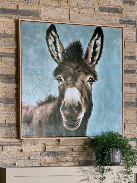 Landerton Brown/Blue/White Donkey Wall Art front view