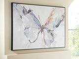 Dashwick Multi Wall Art front view with black frame and hand painted butterfly