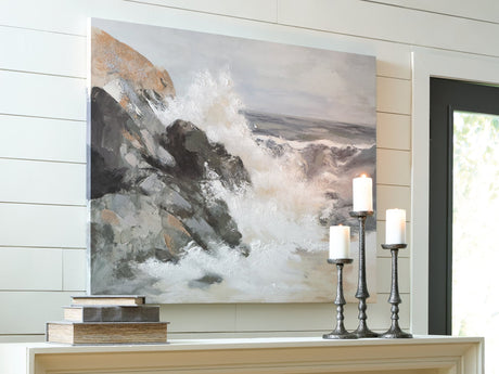 Worthner Tan Gray White Seascape Wall Art front view