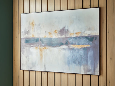 Gatesford blue white tan abstract wall art front view