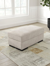 High Profile Taupe Chenille Ottoman front angle