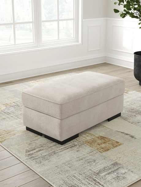 High Profile Taupe Chenille Ottoman front angle