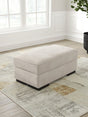 High Profile Taupe Chenille Ottoman front angle