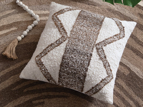 Brettwood Ivory and Brown accent pillow front view