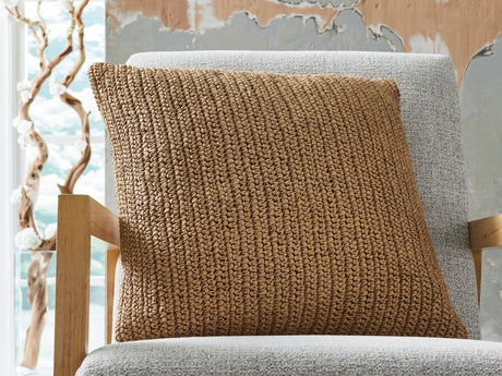 Habenvale tan handwoven accent pillows set of 4, front view