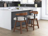 Ralene Medium Brown Upholstered Counter Height Barstool front view with swivel seat
