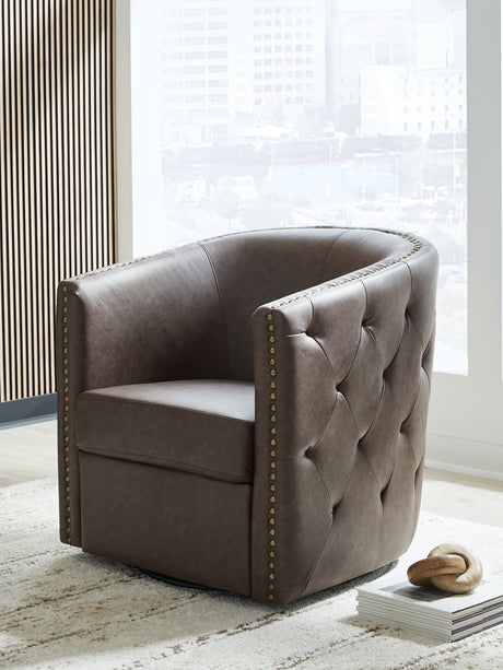 Brentlow Granite Swivel Accent Chair front view with swivel base