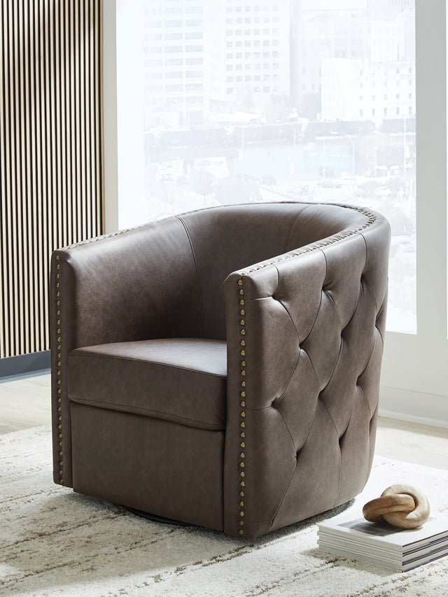 Brentlow Granite Swivel Accent Chair front view with swivel base
