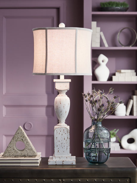 Madsbrook Antique White Table Lamp front view