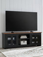 Wildenauer 76 inch two-tone brown black TV stand front angled view