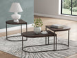 Vanmore 3-piece dark brown nesting table set angled view