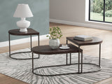 Vanmore 3-piece dark brown nesting table set angled view