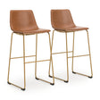 Ciabori Brown and Gold Bar Height Bar Stool front angle view