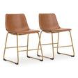 Ciabori Brown Faux Leather and Goldtone Metal Dining Chair front angle