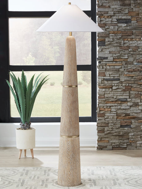 Gasparleigh brown and gold finish floor lamp front view