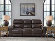 Crossplex Smoke leather power reclining sofa front view