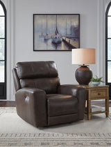 Crossplex Smoke Leather Power Recliner main front view
