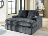 Midnight-Madness Gunmetal Velvet Oversized Chaise front angle view