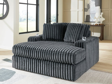 Midnight-Madness Gunmetal Velvet Oversized Chaise front angle view
