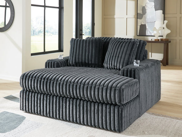 Midnight-Madness Gunmetal Velvet Oversized Chaise front angle view