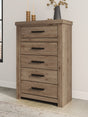 Oliandon Light Brown Chest of Drawers front view showing drawers