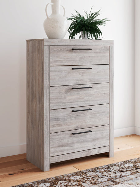 Broachmyn Gray 5-Drawer Chest front view